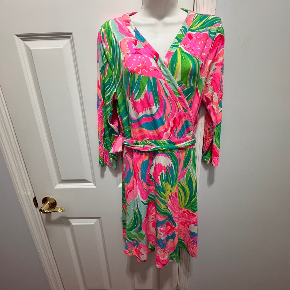 Lilly Pulitzer Pink and Green Mini Dress size large